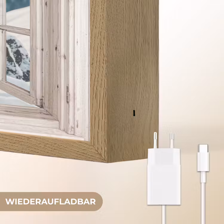 Hert - Winterlandschap - Natuur - Dieren - Doorkijk - Bergen Light Box met batterij (Wandlamp) middel -USP_websiteoplaadbaarDE