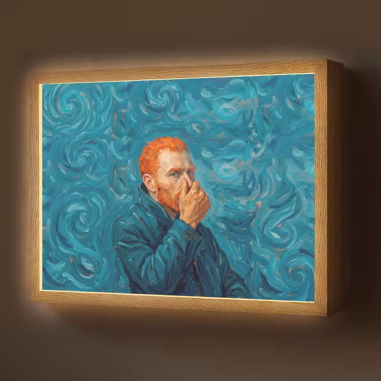 Portret - Klassiek - Blauw Light Box met batterij (Wandlamp) middel -z3d_website