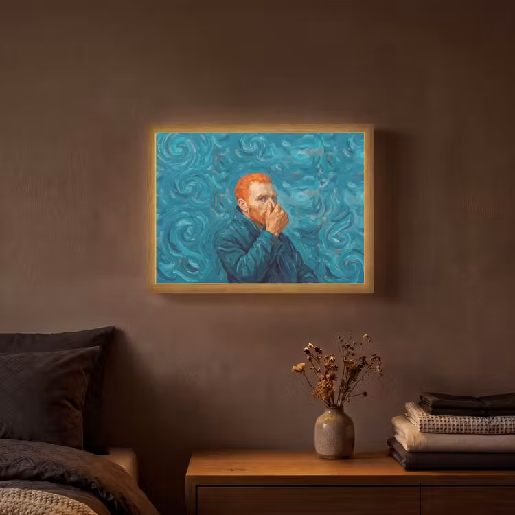 Portret - Klassiek - Blauw Light Box met batterij (Wandlamp) middel -sfeer4