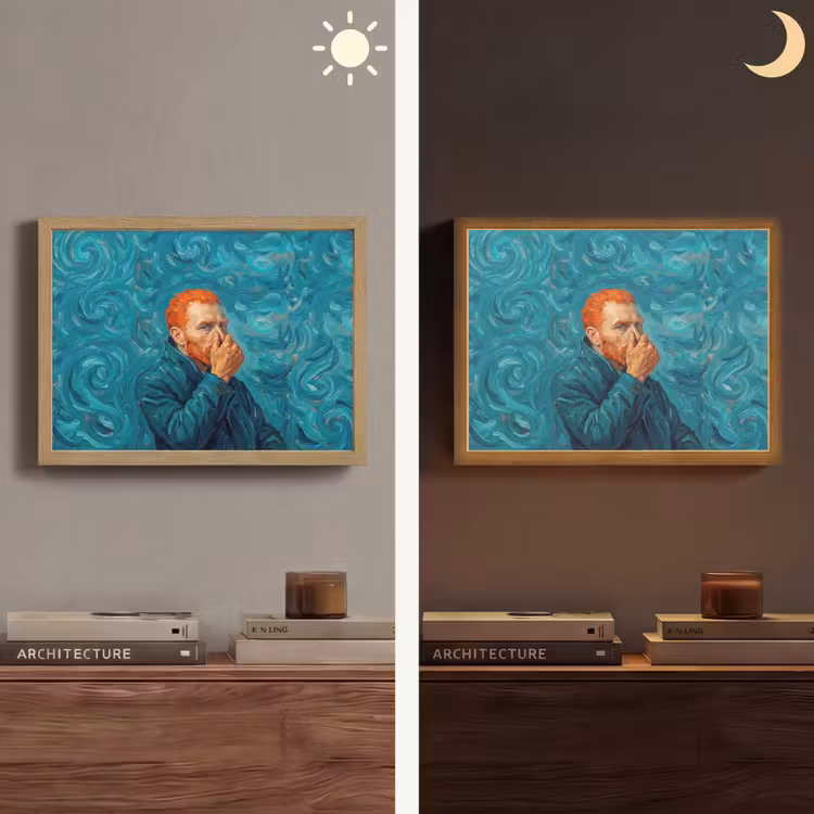 Portret - Klassiek - Blauw Light Box met batterij (Wandlamp) middel -sfeer3