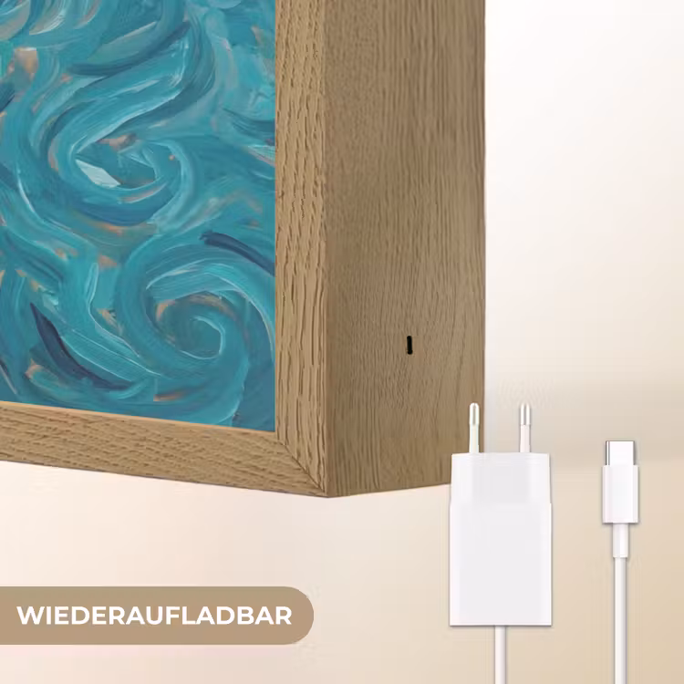 Portret - Klassiek - Blauw Light Box met batterij (Wandlamp) middel -USP_websiteoplaadbaarDE
