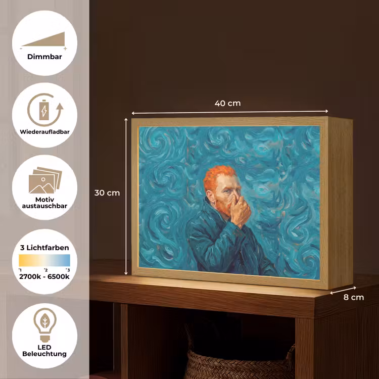 Portret - Klassiek - Blauw Light Box met batterij (Wandlamp) middel -USP_websiteoverzichtDE