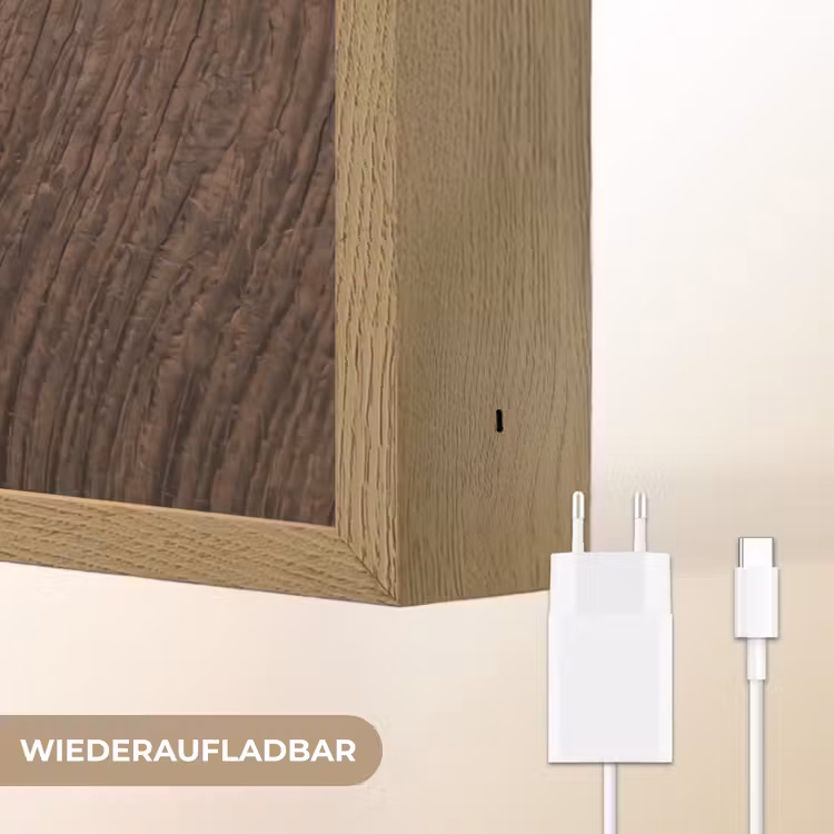 Houtnerf - Textuur - Patroon - Bruin - Rustiek Light Box met batterij (Wandlamp) middel -USP_websiteoplaadbaarDE