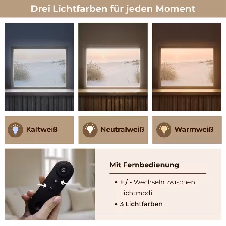 Horizon - Duinlandschap - Zand Light Box met batterij (Wandlamp) middel -USP_lichtkleurDE