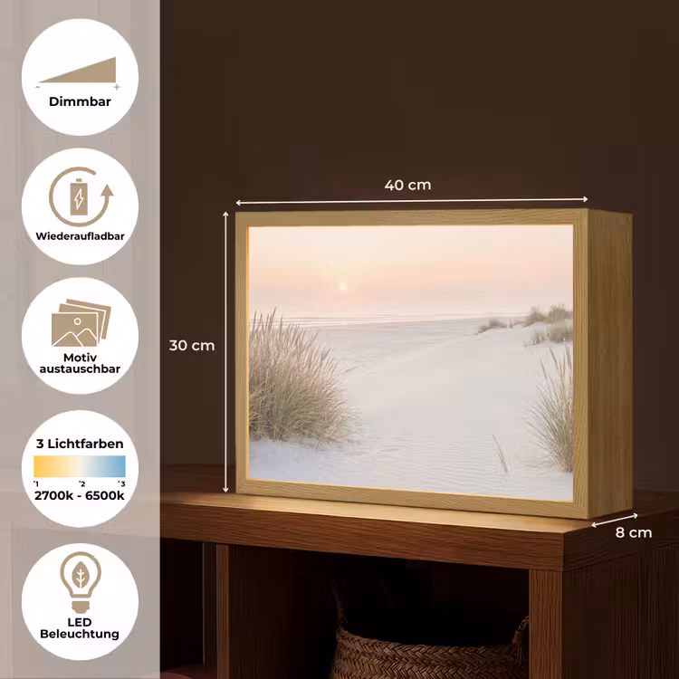 Horizon - Duinlandschap - Zand Light Box met batterij (Wandlamp) middel -USP_websiteoverzichtDE