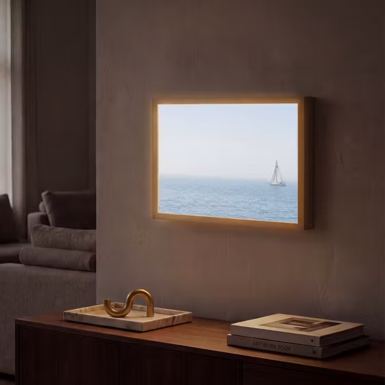 Horizon - Zeilboot - Zee Light Box met batterij (Wandlamp) middel -sfeer1