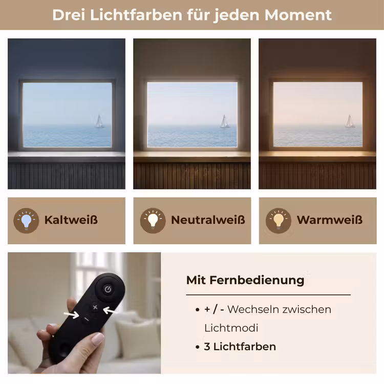 Horizon - Zeilboot - Zee Light Box met batterij (Wandlamp) middel -USP_lichtkleurDE
