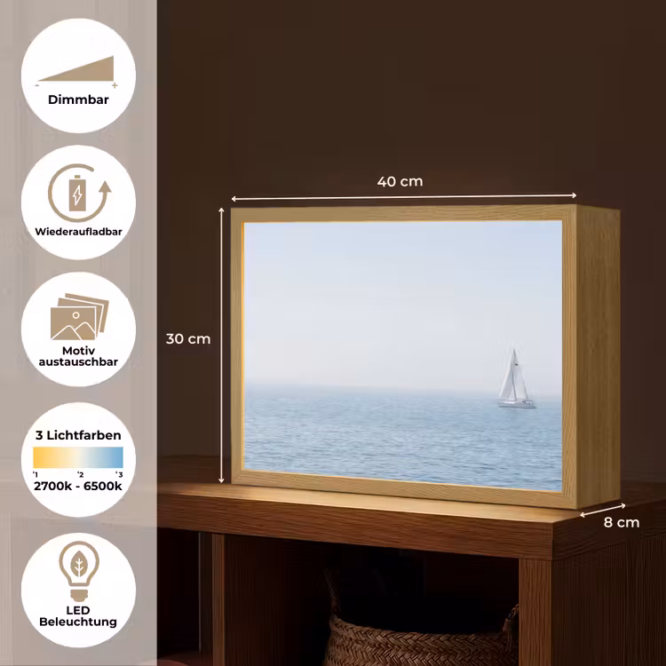 Horizon - Zeilboot - Zee Light Box met batterij (Wandlamp) middel -USP_websiteoverzichtDE