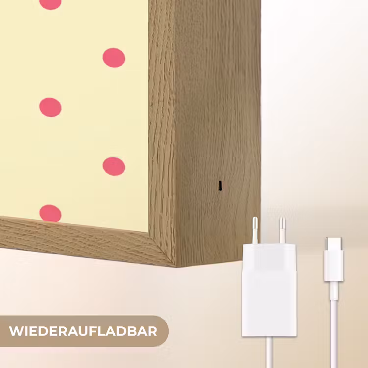 Nice - Stippen - Roze - Geel Light Box met batterij (Wandlamp) middel -USP_websiteoplaadbaarDE