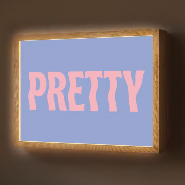 Pretty - Roze - Blauw - Golvend Light Box met batterij (Wandlamp) middel -z3d_website