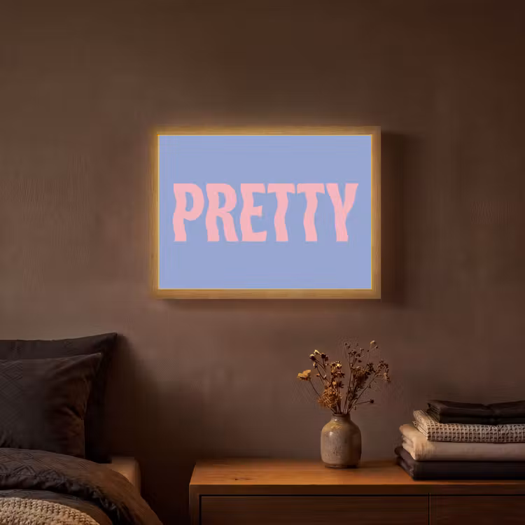 Pretty - Roze - Blauw - Golvend Light Box met batterij (Wandlamp) middel -sfeer4