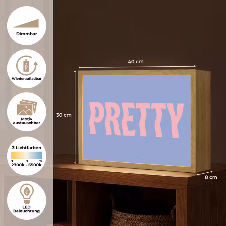 Pretty - Roze - Blauw - Golvend Light Box met batterij (Wandlamp) middel -USP_websiteoverzichtDE