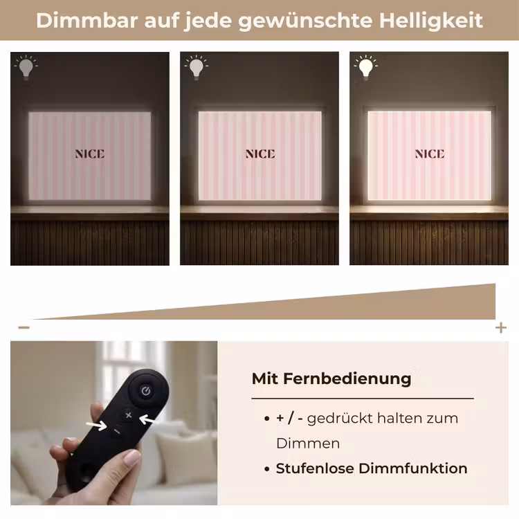 Nice - Strepen - Roze Light Box met batterij (Wandlamp) middel -USP_dimbaarDE