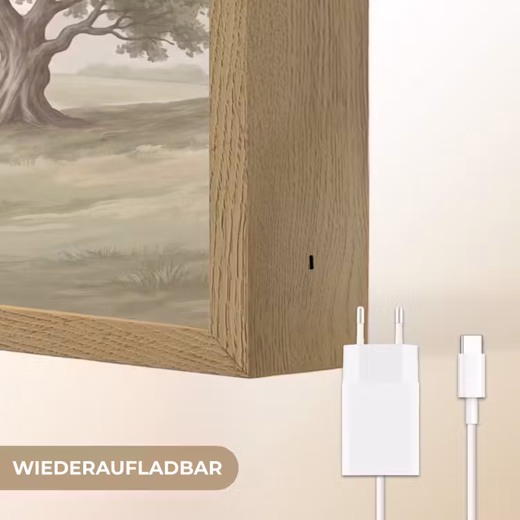 Heuvellandschap - Bomen - Natuur - Groen Light Box met batterij (Wandlamp) middel -USP_websiteoplaadbaarDE