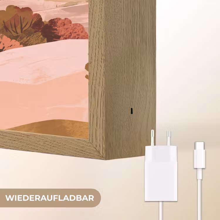 Heuvellandschap - Grafisch - Terracotta Light Box met batterij (Wandlamp) middel -USP_websiteoplaadbaarDE