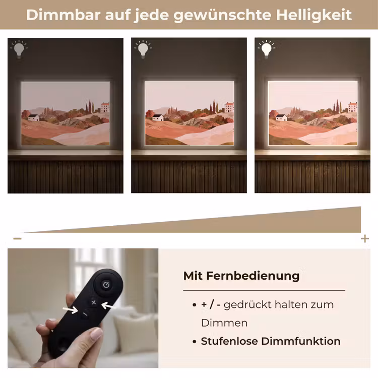 Heuvellandschap - Grafisch - Terracotta Light Box met batterij (Wandlamp) middel -USP_dimbaarDE