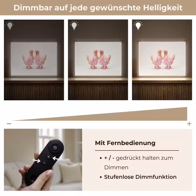 Kippen - Badjas - Krukspelden - Hakken Light Box met batterij (Wandlamp) middel -USP_dimbaarDE