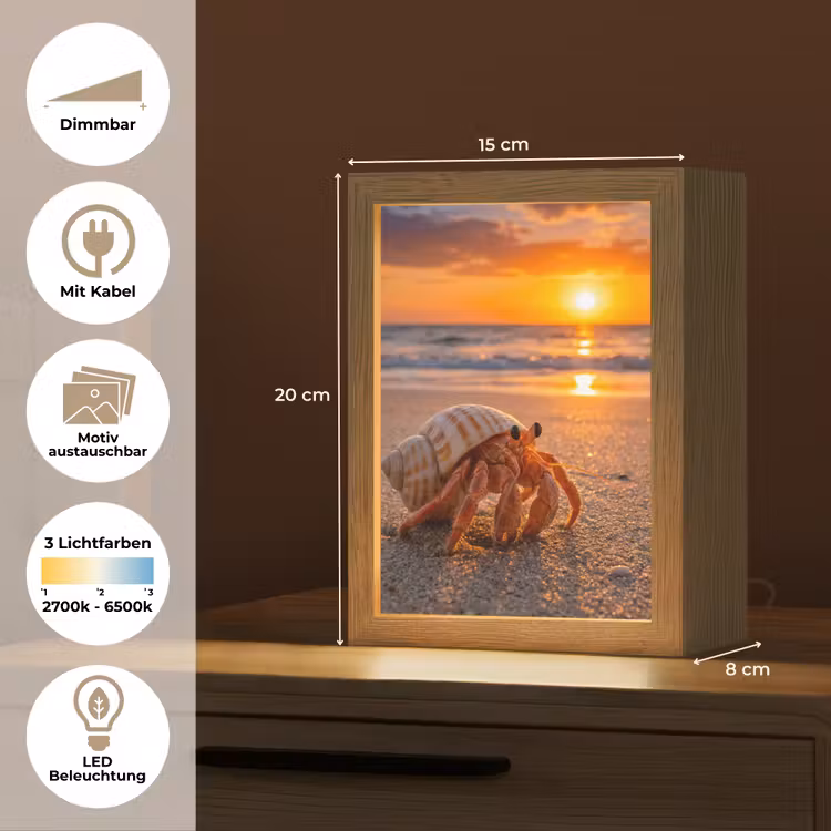 Kreeft - Strand - Natuur - Zonsondergang - Oranje Light Box met kabel (Wandlamp) klein -USP_websiteoverzichtDE