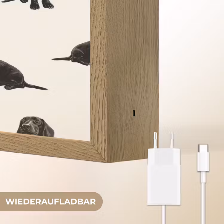 Hond - Patroon - Zwart Light Box met batterij (Wandlamp) middel 907 -USP_websiteoplaadbaarDE