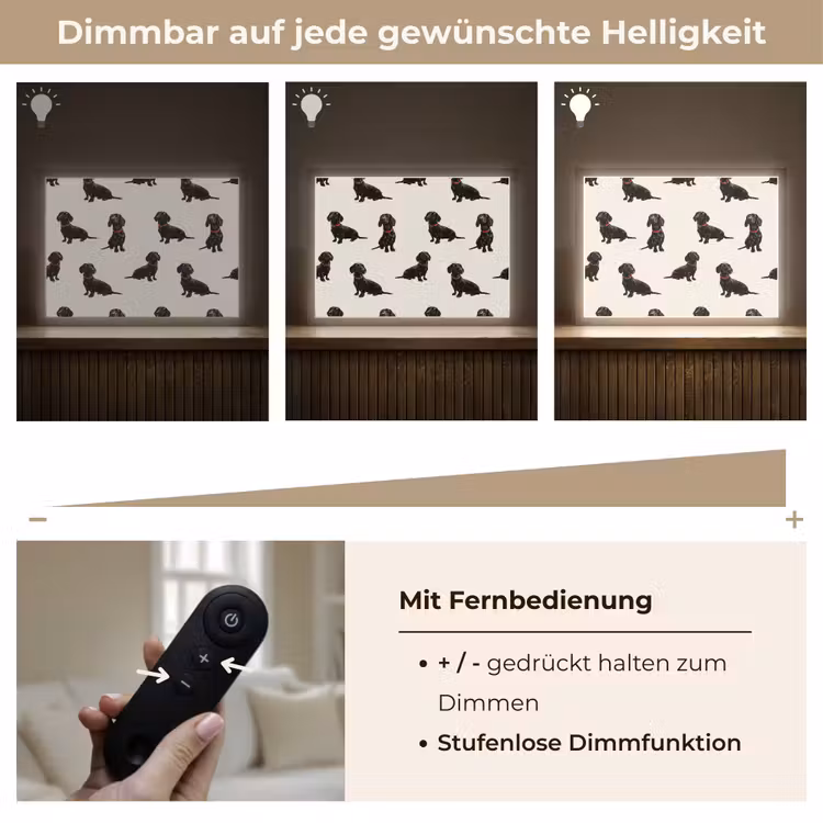 Hond - Patroon - Zwart Light Box met batterij (Wandlamp) middel 907 -USP_dimbaarDE