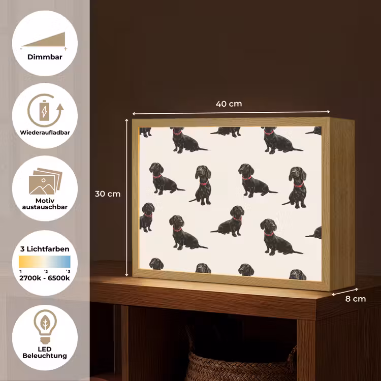 Hond - Patroon - Zwart Light Box met batterij (Wandlamp) middel 907 -USP_websiteoverzichtDE