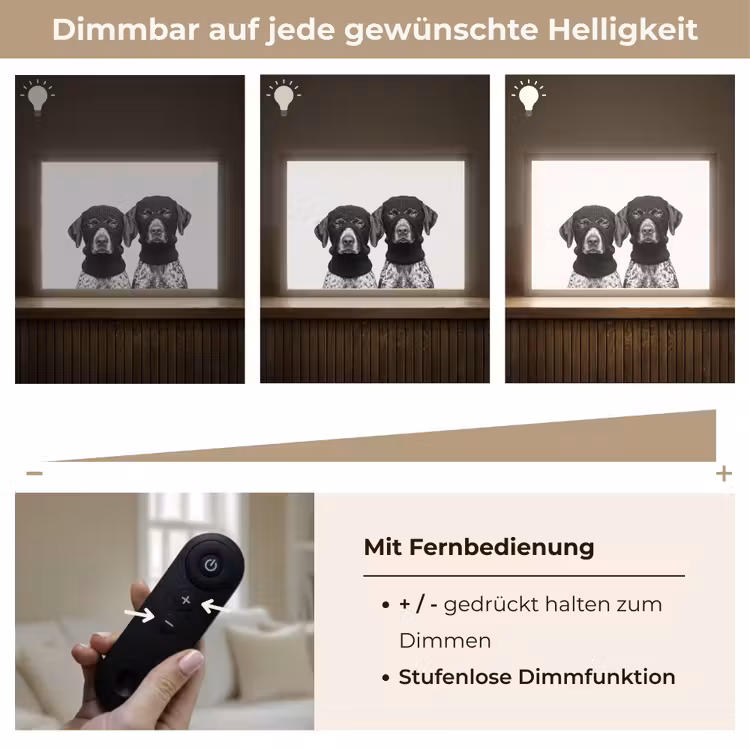Honden - Bivakmuts - Zwart - wit Light Box met batterij (Wandlamp) middel -USP_dimbaarDE