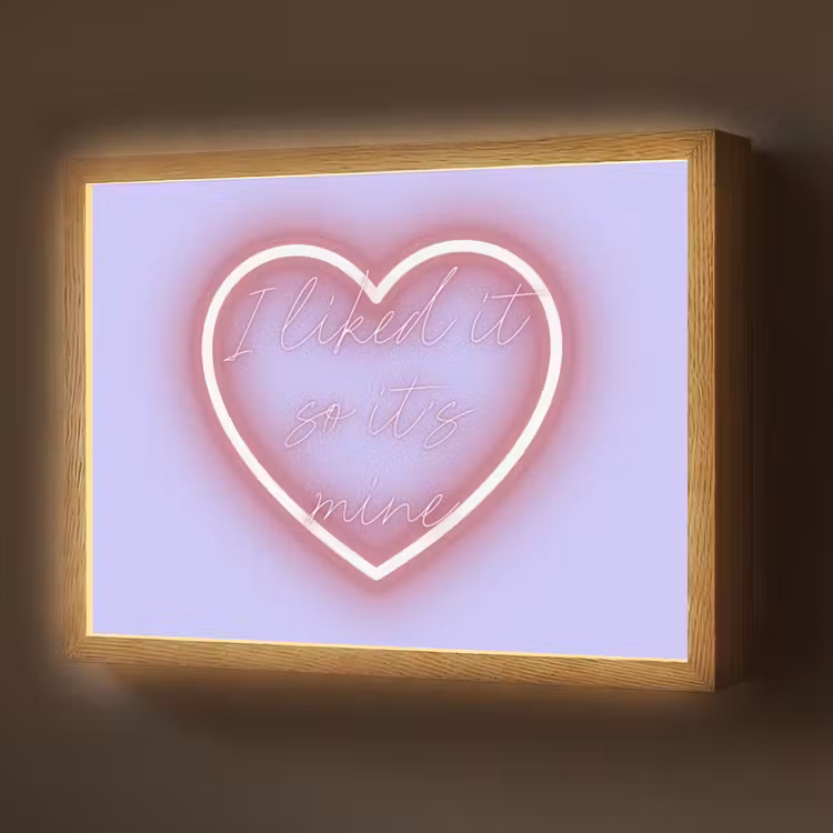 I liked it so it's mine - Neon hart - Paars Light Box met batterij (Wandlamp) middel -z3d_website
