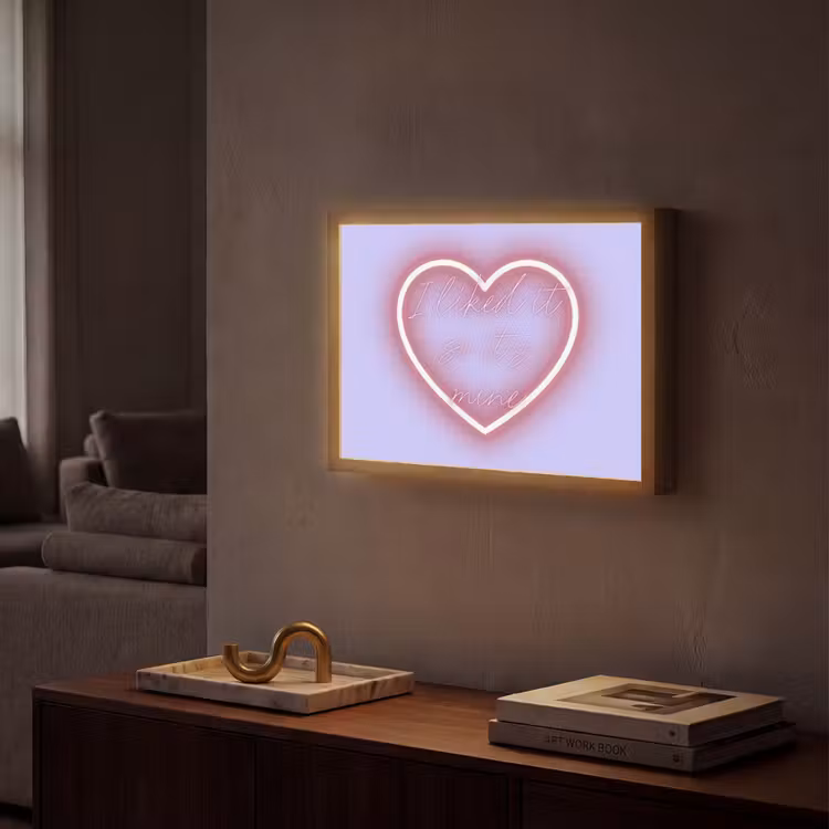 I liked it so it's mine - Neon hart - Paars Light Box met batterij (Wandlamp) middel -sfeer1