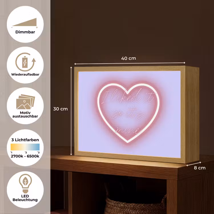 I liked it so it's mine - Neon hart - Paars Light Box met batterij (Wandlamp) middel -USP_websiteoverzichtDE