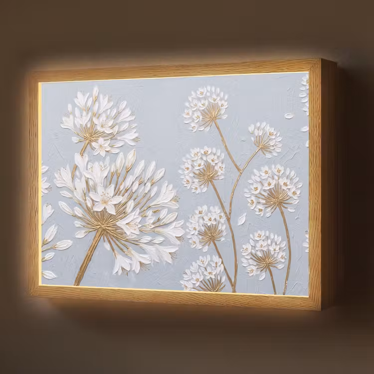 Illustratie - Bloemen - Blauw Light Box met batterij (Wandlamp) middel -z3d_website