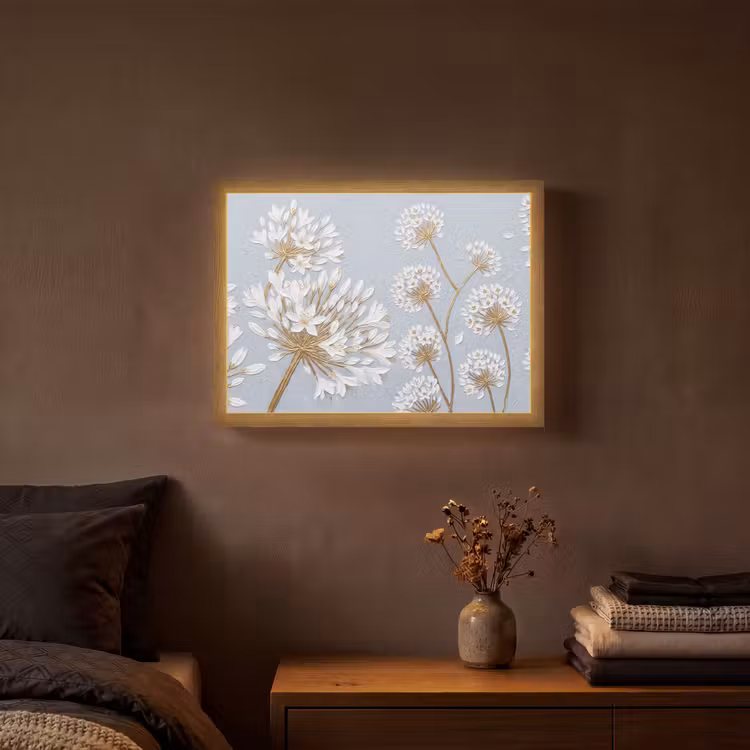 Illustratie - Bloemen - Blauw Light Box met batterij (Wandlamp) middel -sfeer4