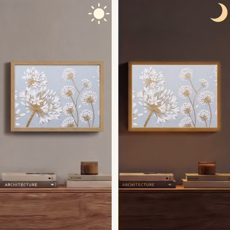 Illustratie - Bloemen - Blauw Light Box met batterij (Wandlamp) middel -sfeer3