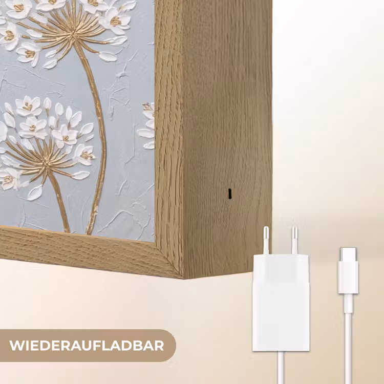 Illustratie - Bloemen - Blauw Light Box met batterij (Wandlamp) middel -USP_websiteoplaadbaarDE