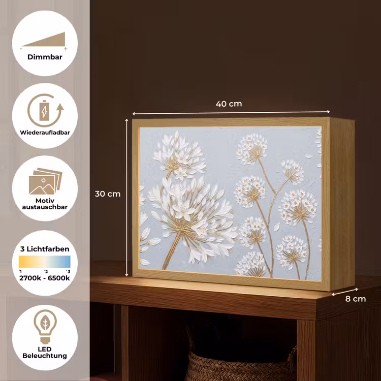 Illustratie - Bloemen - Blauw Light Box met batterij (Wandlamp) middel -USP_websiteoverzichtDE