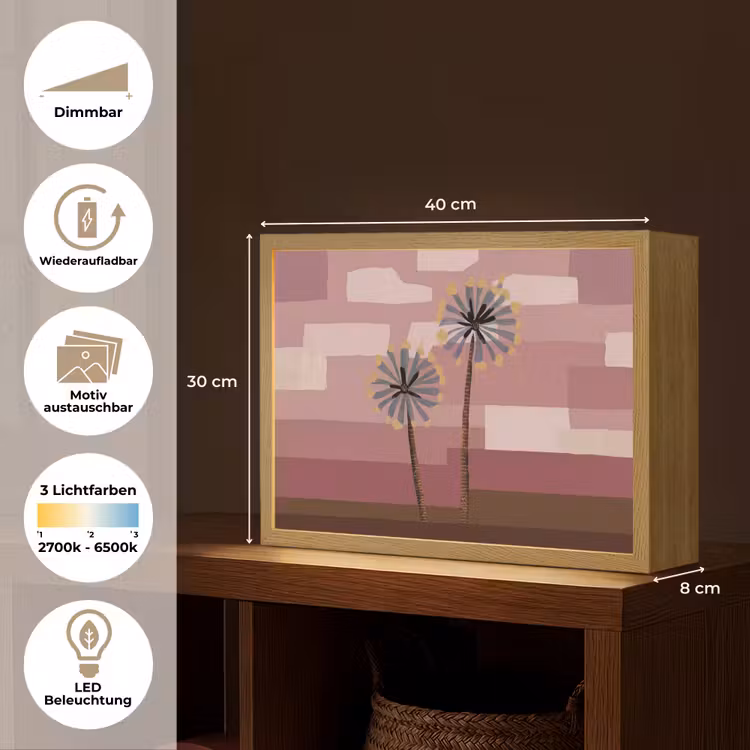 Illustratie - Bloemen - Vlakken - Abstract Light Box met batterij (Wandlamp) middel -USP_websiteoverzichtDE