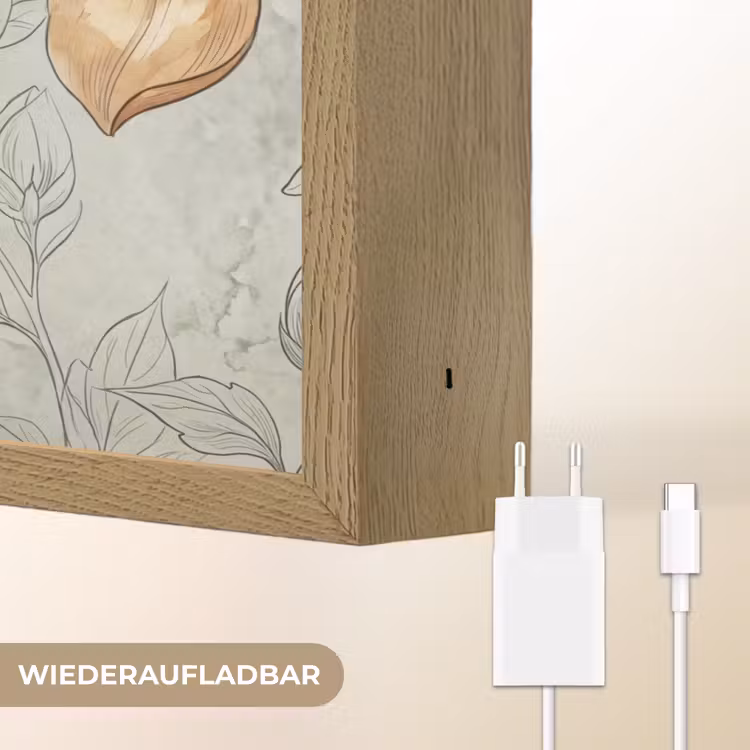 Illustratie - Bloemen - Groen Light Box met batterij (Wandlamp) middel -USP_websiteoplaadbaarDE