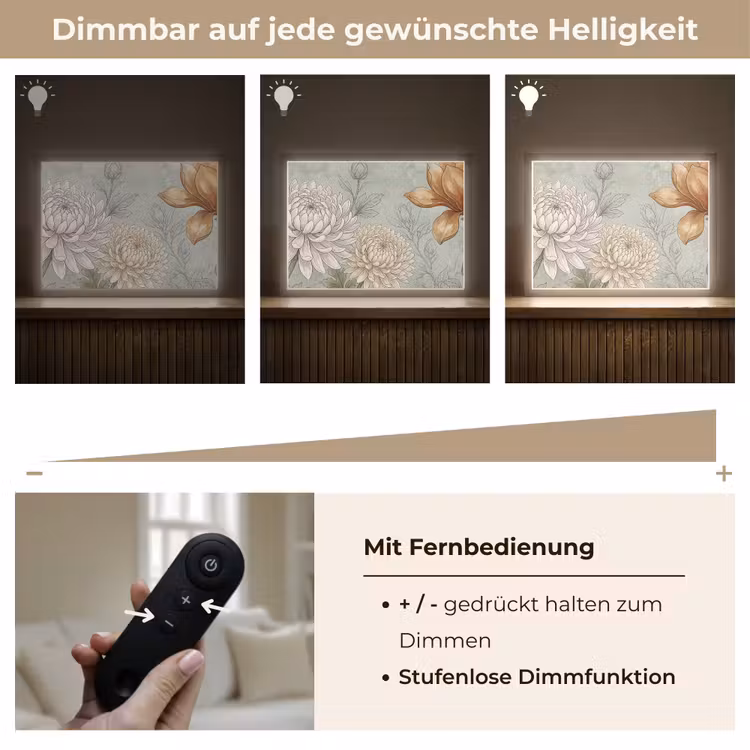 Illustratie - Bloemen - Groen Light Box met batterij (Wandlamp) middel -USP_dimbaarDE