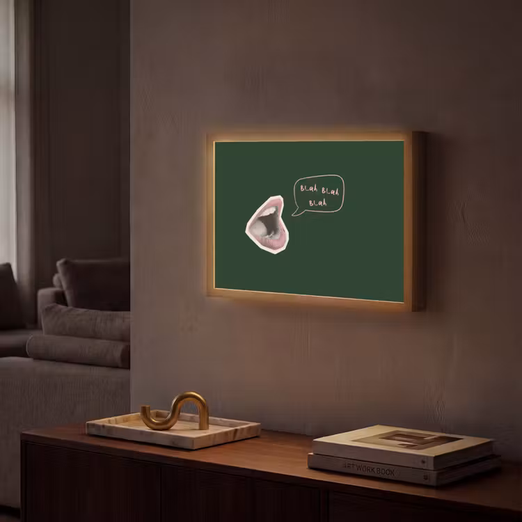 Illustratie - Mond - Donkergroen - Tekstwolkje Light Box met batterij (Wandlamp) middel -sfeer1