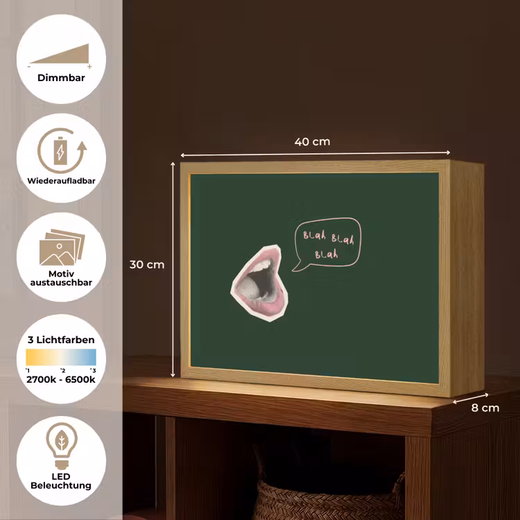 Illustratie - Mond - Donkergroen - Tekstwolkje Light Box met batterij (Wandlamp) middel -USP_websiteoverzichtDE