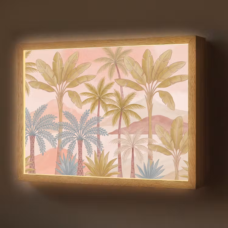 Illustratie - Palmbomen - Kleurrijk Light Box met batterij (Wandlamp) middel -z3d_website