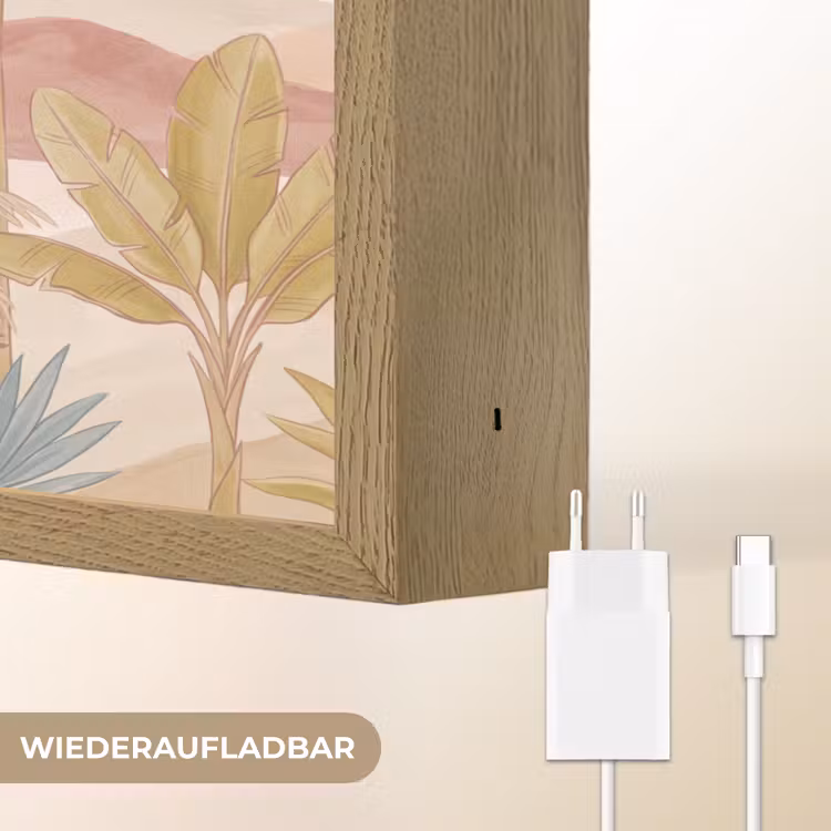 Illustratie - Palmbomen - Kleurrijk Light Box met batterij (Wandlamp) middel -USP_websiteoplaadbaarDE