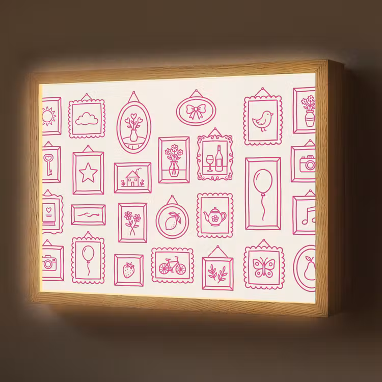 Illustratie - Collectie - Kunst - Minimalistisch - Roze Light Box met batterij (Wandlamp) middel -z3d_website