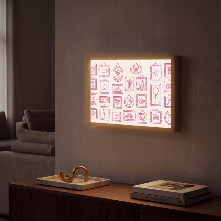 Illustratie - Collectie - Kunst - Minimalistisch - Roze Light Box met batterij (Wandlamp) middel -sfeer1
