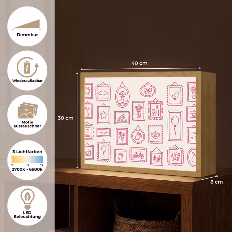 Illustratie - Collectie - Kunst - Minimalistisch - Roze Light Box met batterij (Wandlamp) middel -USP_websiteoverzichtDE