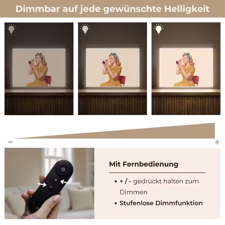 Illustratie - Mascara - Vrouw - Geel Light Box met batterij (Wandlamp) middel -USP_dimbaarDE
