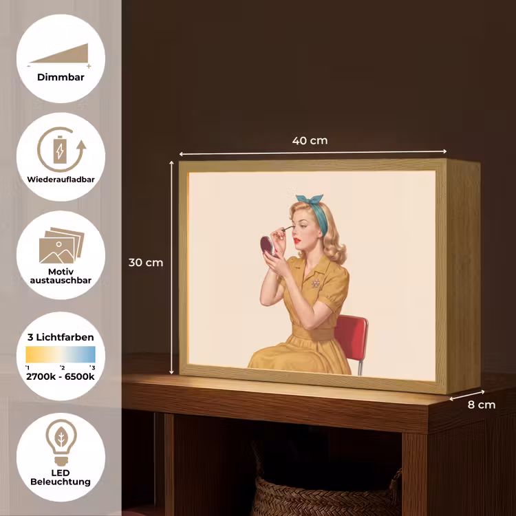 Illustratie - Mascara - Vrouw - Geel Light Box met batterij (Wandlamp) middel -USP_websiteoverzichtDE