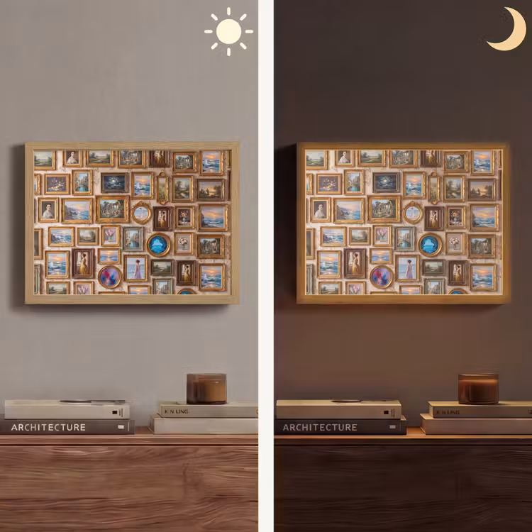 Interieur - Kunst - Collectie - Klassiek - Goud Light Box met batterij (Wandlamp) middel -sfeer3