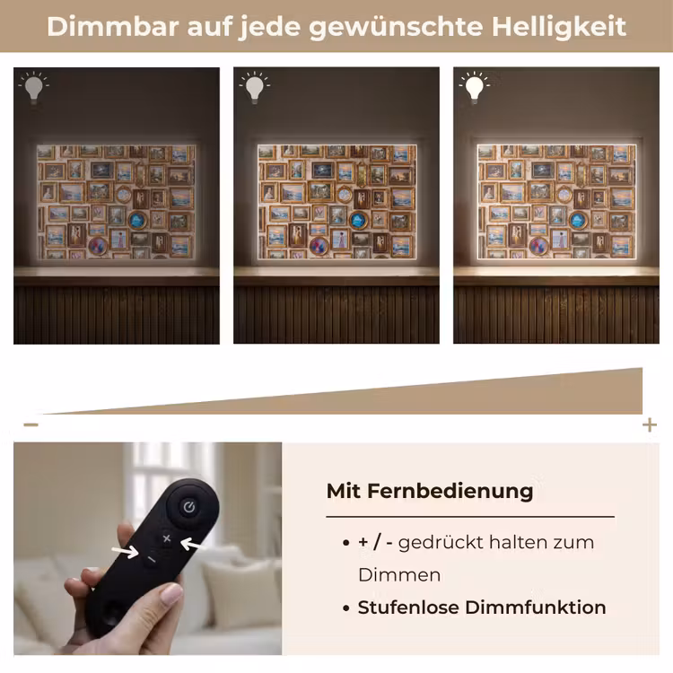Interieur - Kunst - Collectie - Klassiek - Goud Light Box met batterij (Wandlamp) middel -USP_dimbaarDE