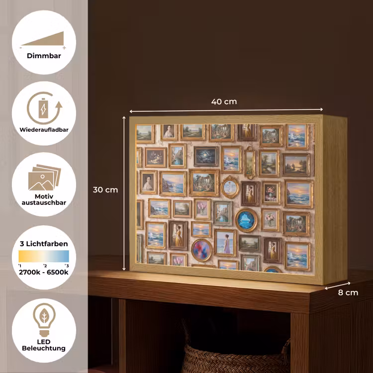 Interieur - Kunst - Collectie - Klassiek - Goud Light Box met batterij (Wandlamp) middel -USP_websiteoverzichtDE