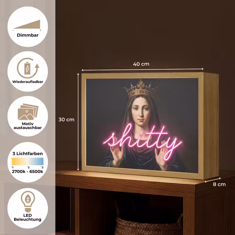 Ironisch - Tekst - Neon Light Box met batterij (Wandlamp) middel -USP_websiteoverzichtDE